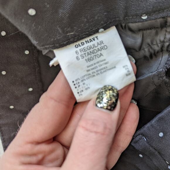 Old Navy Diva Black with White Polkadot Cropped Pants Sz 6 Regular - Picture 5 of 6